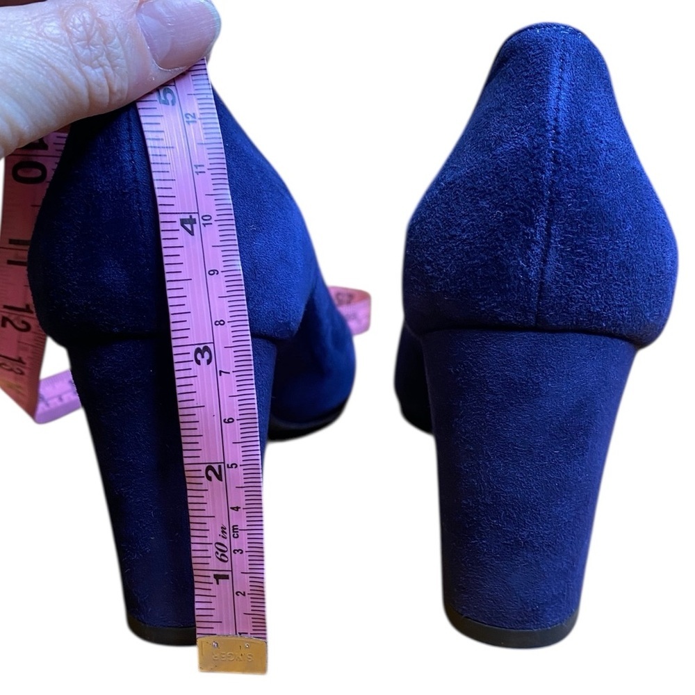 Stuart Weitzman MaryMid Navy Blue Suede Block Heel Pump Women’s Size 7.5 - Picture 5 of 11